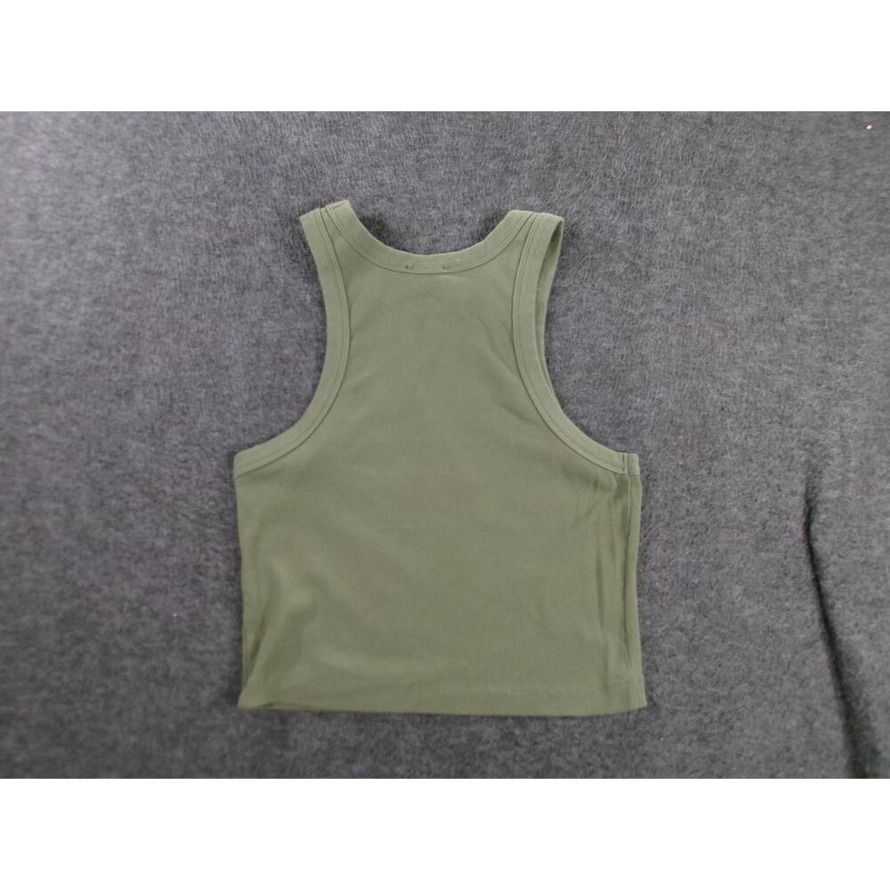Forever 21 Tank Top Women Large Olive Green Ribbed Minimalist Chic Y2K Crop - Picture 7 of 8